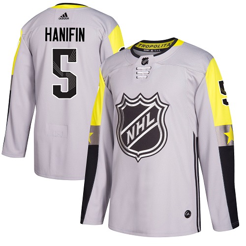 Adidas Hurricanes #5 Noah Hanifin Gray 2018 All-Star Metro Division Authentic Stitched NHL Jersey